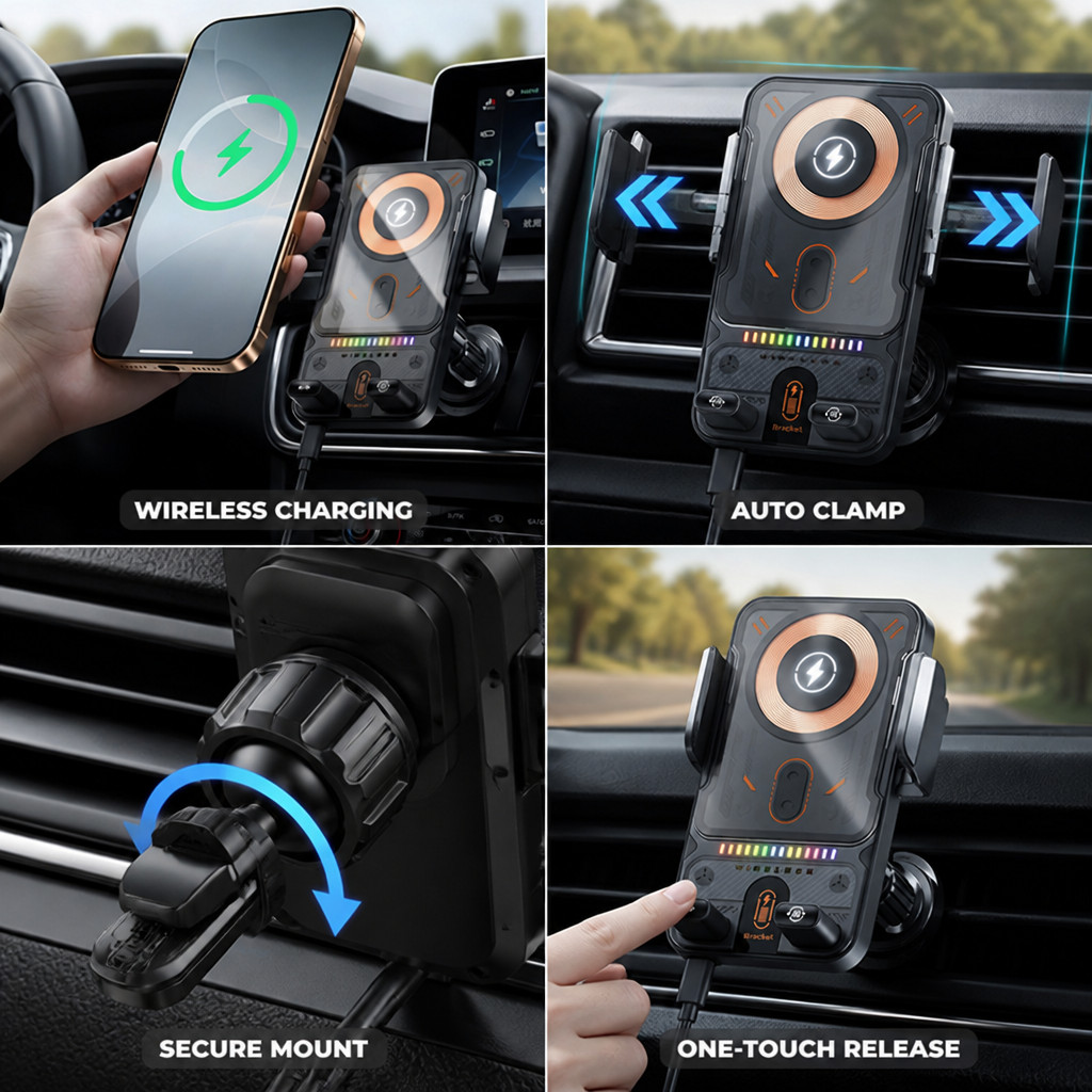 Car Phone Holder with Wireless Charger