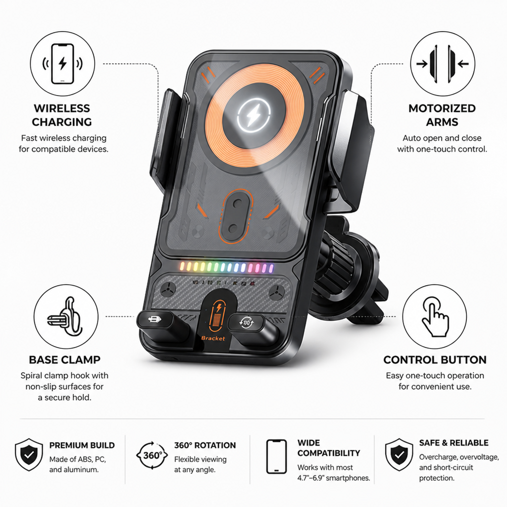 Car Phone Holder with Wireless Charger