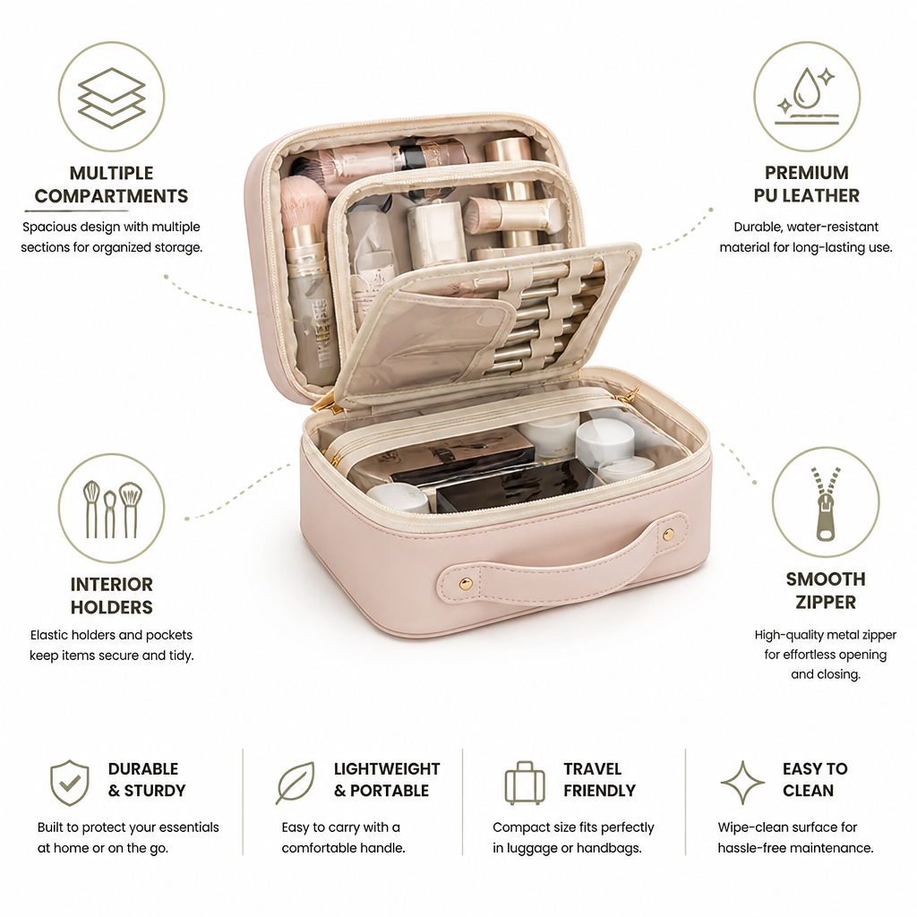 Cosmetic Bag with Multiple Compartments