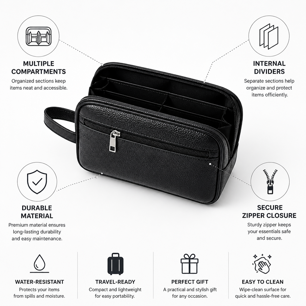 Cosmetic Bag with Multiple Compartments