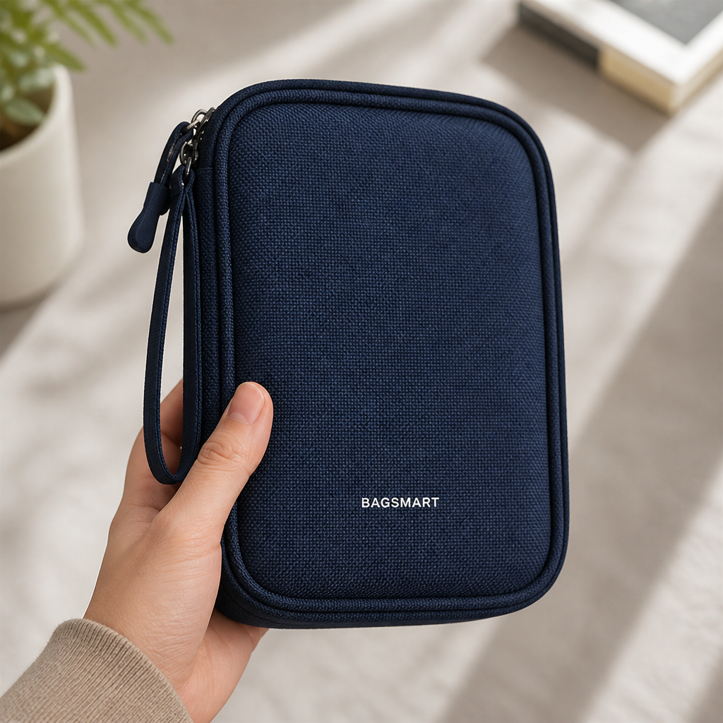 Electronics Bag Case with Double-Layer Compartments