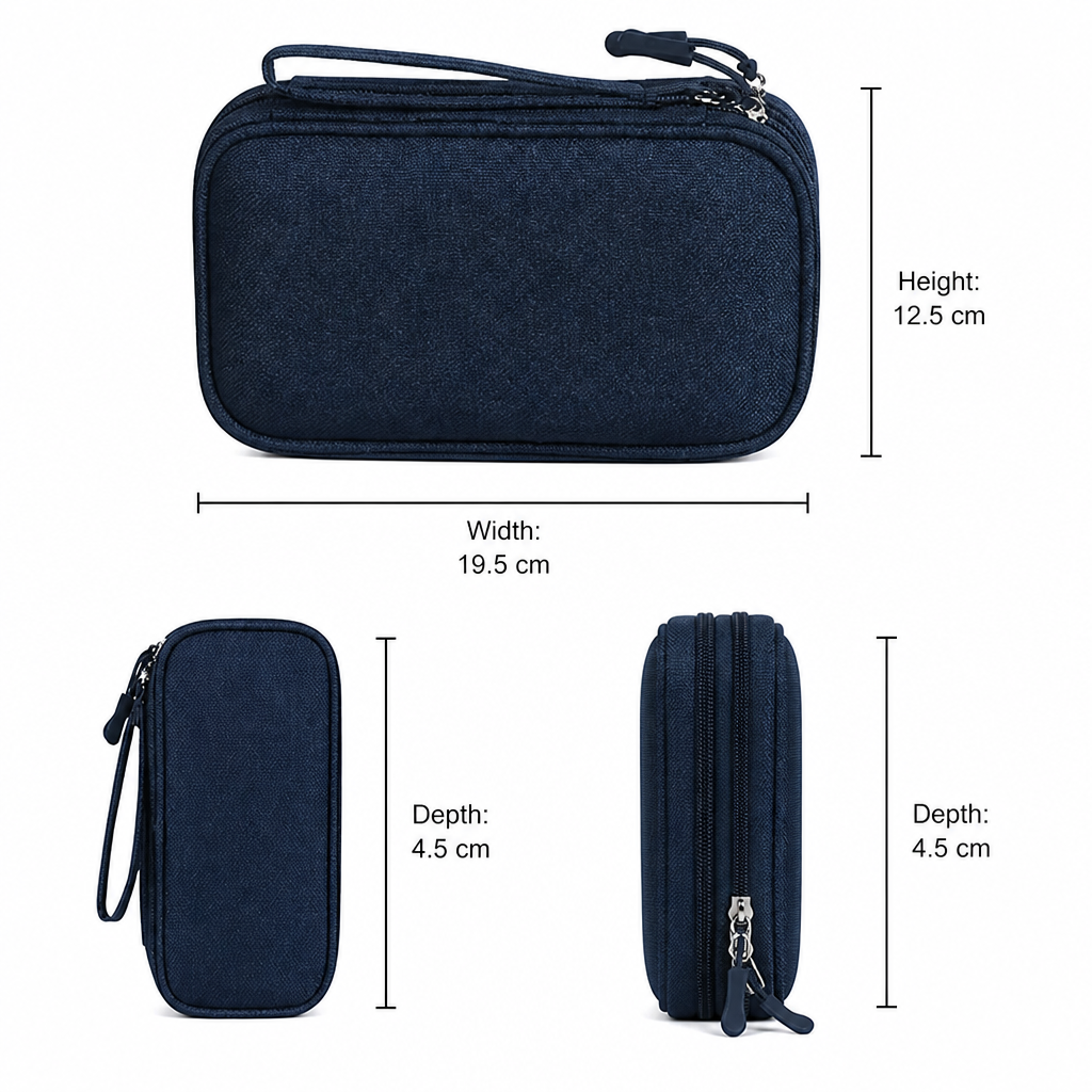 Electronics Bag Case with Double-Layer Compartments