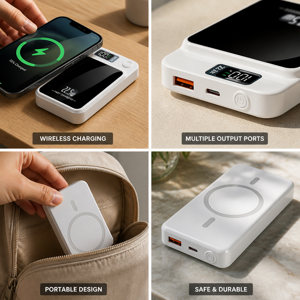 Power Bank with Built-In Wireless Charging Pad
