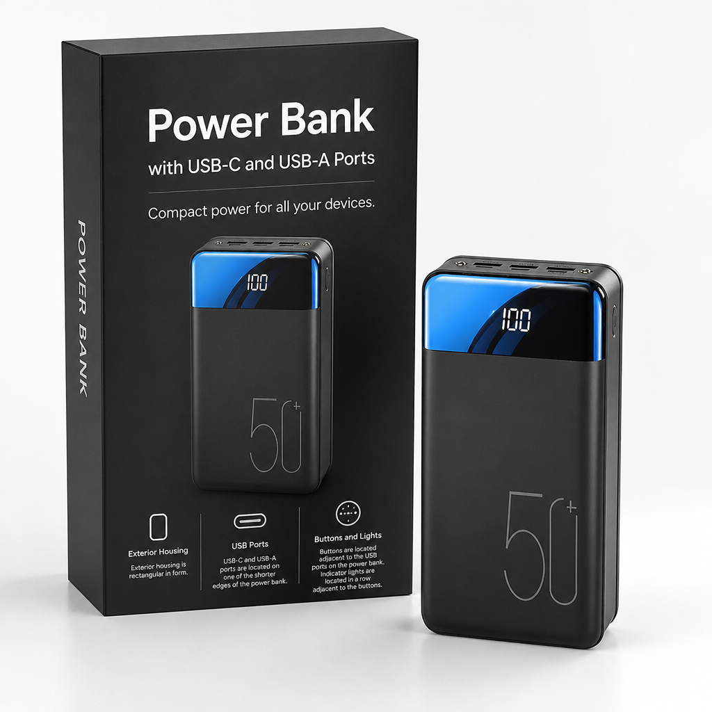 Power Bank with USB-C and USB-A Ports