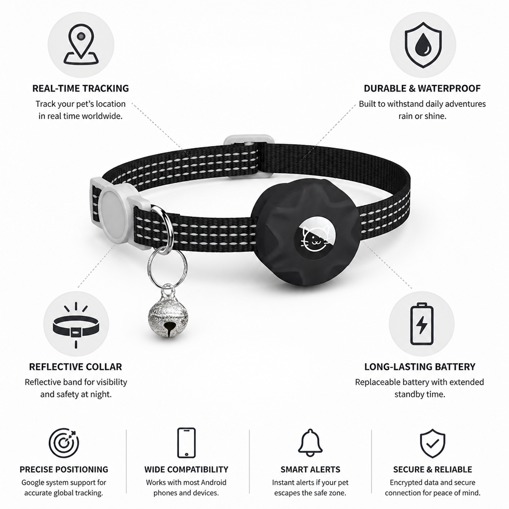 Smart Pet Tracker with Reflective Collar