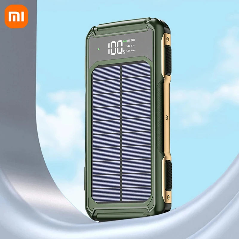 Solar Power Bank with Integrated Charging Cables