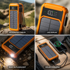 Solar Power Bank with Integrated Charging Cables