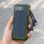 Solar Power Bank with Integrated Charging Cables