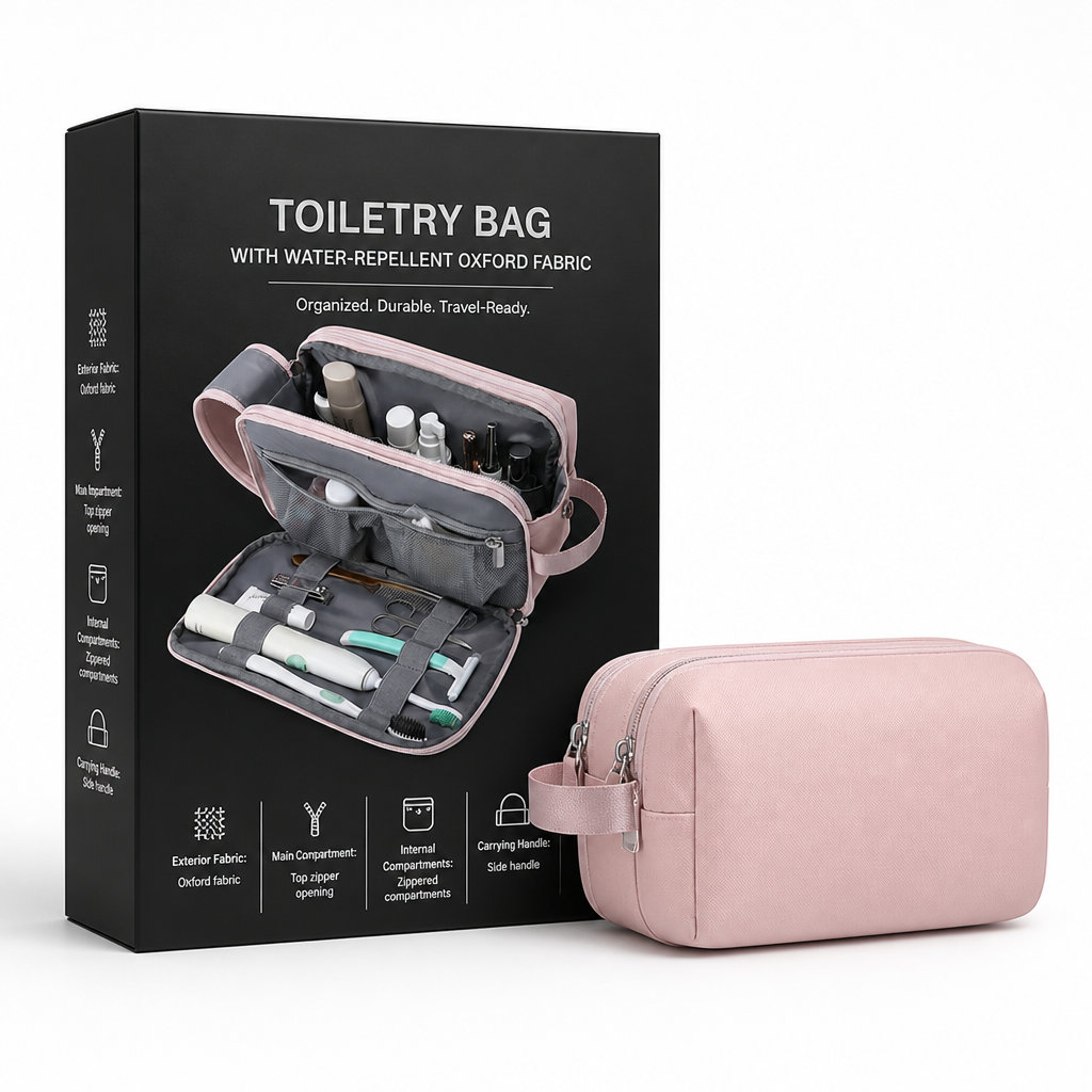 Toiletry Bag with Water-Repellent Oxford Fabric