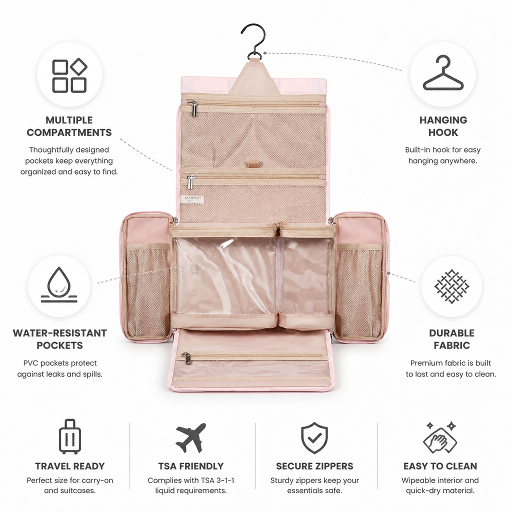 Toiletry Organizer with Hanging Hook