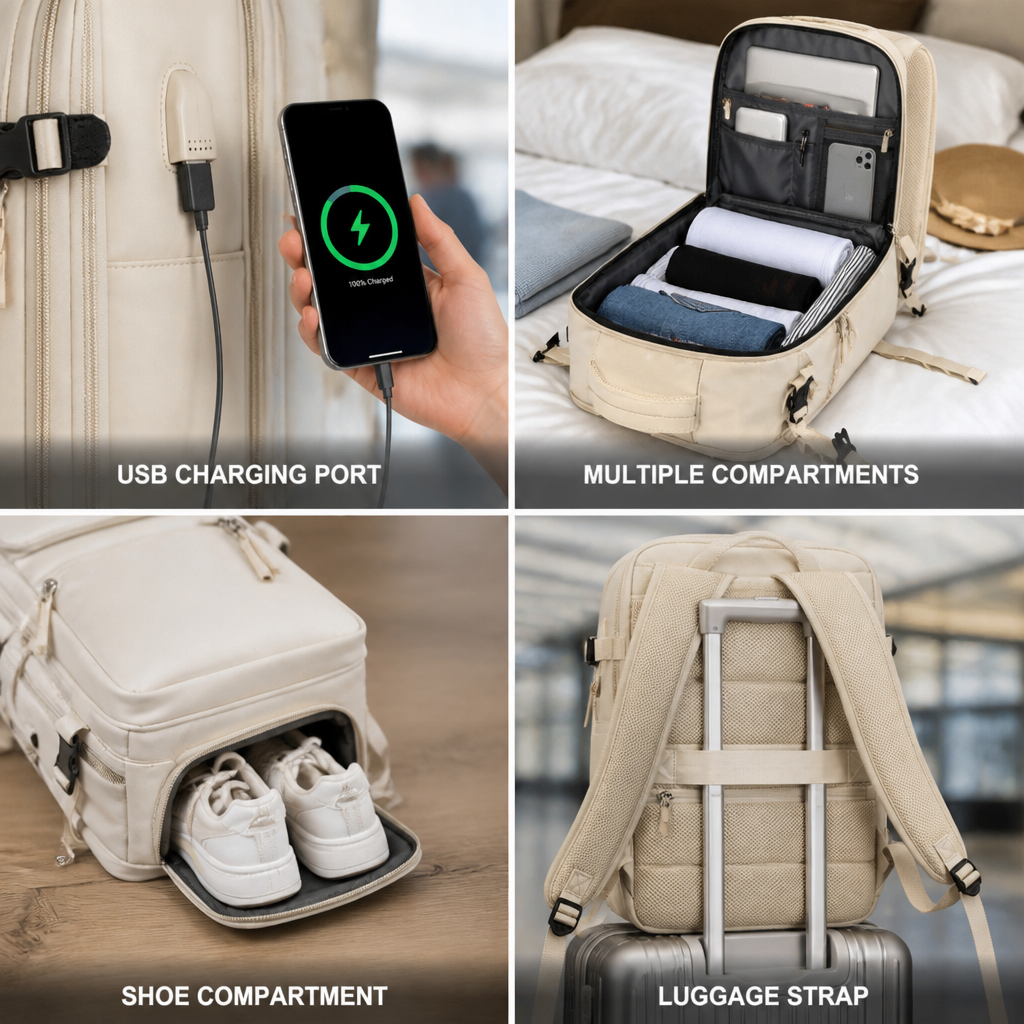 Travel Backpack with USB Charging Port