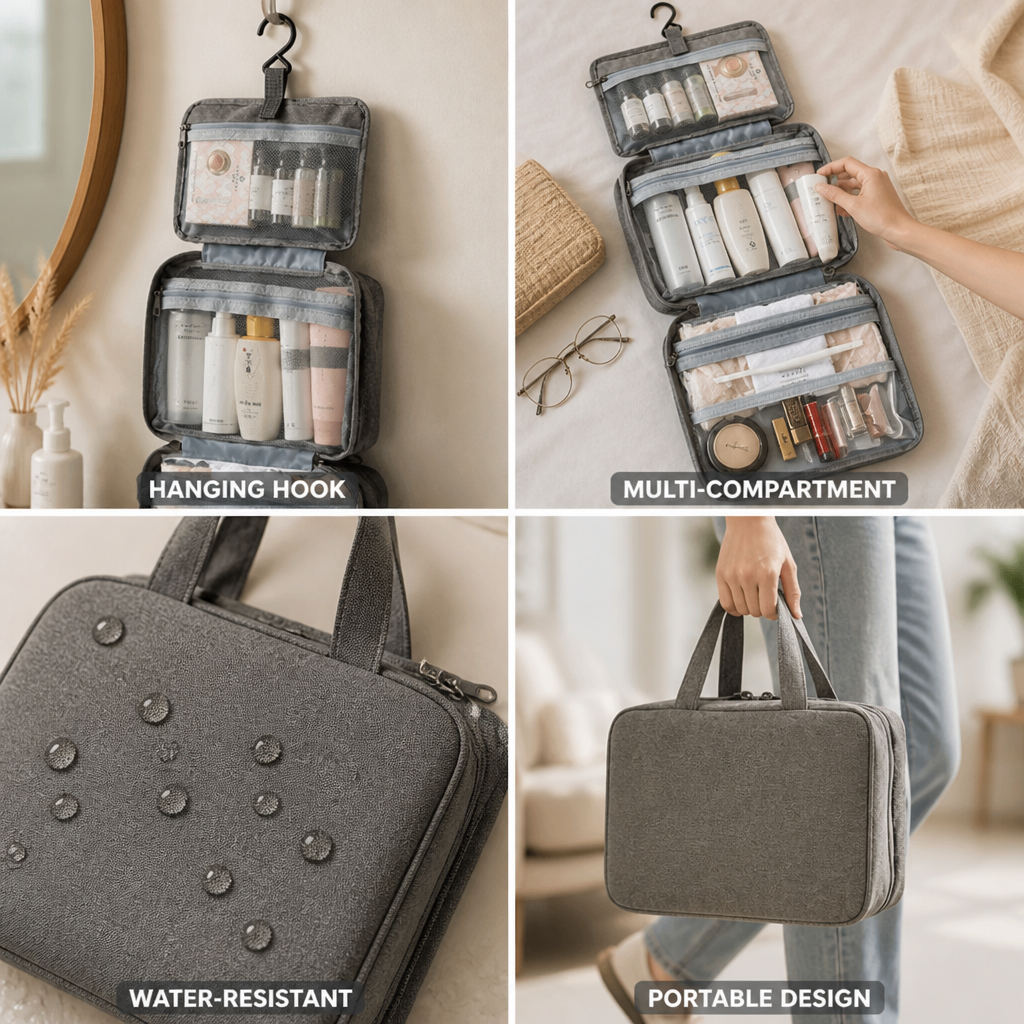 Travel Cosmetic Organizer Bag with Rotating Hook