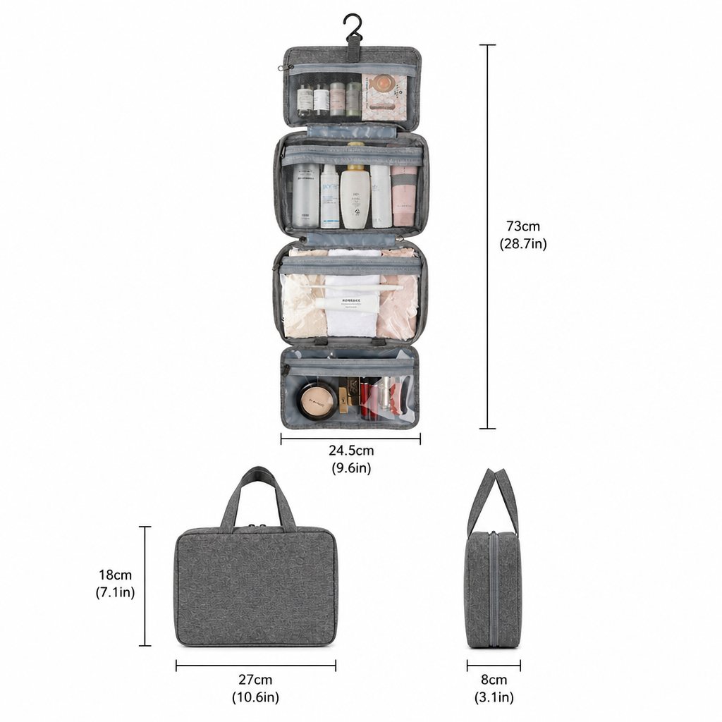 Travel Cosmetic Organizer Bag with Rotating Hook