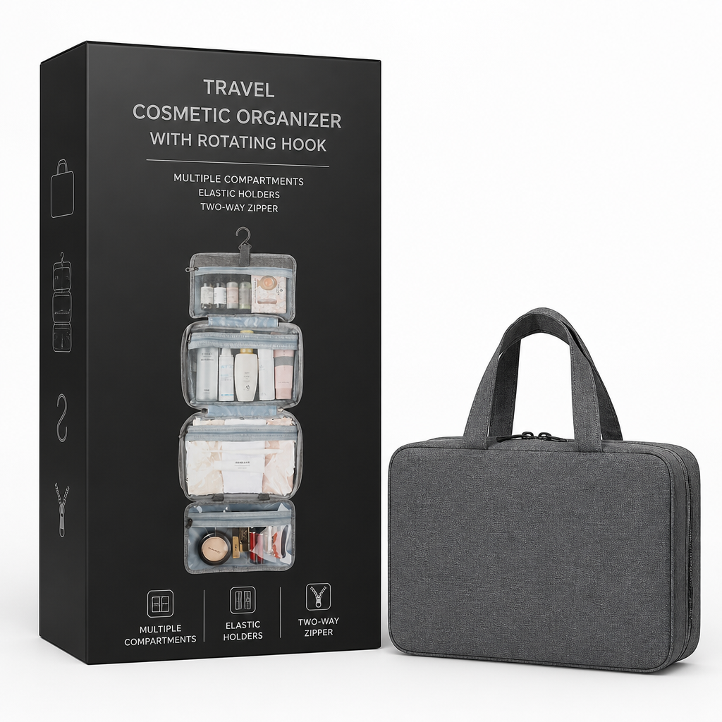 Travel Cosmetic Organizer Bag with Rotating Hook