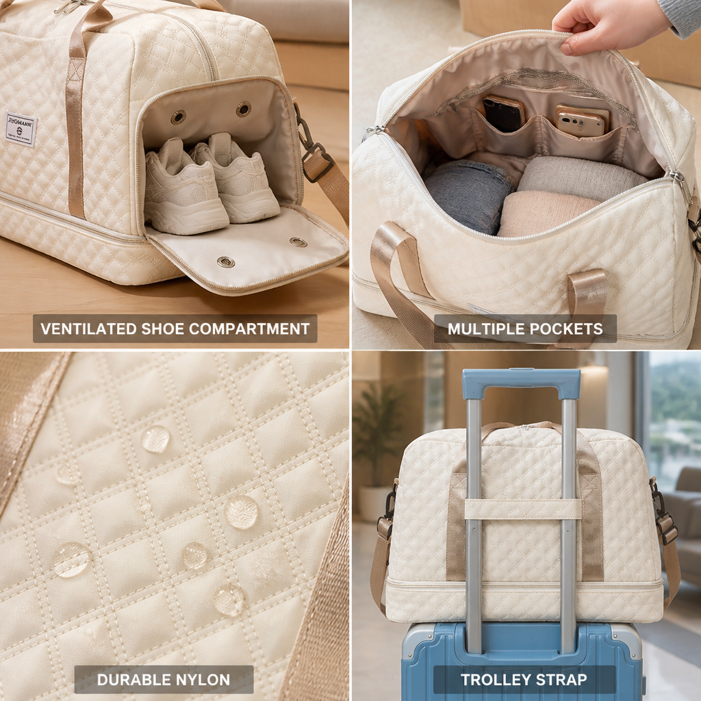 Travel Duffel Bag with Ventilated Shoe Compartment