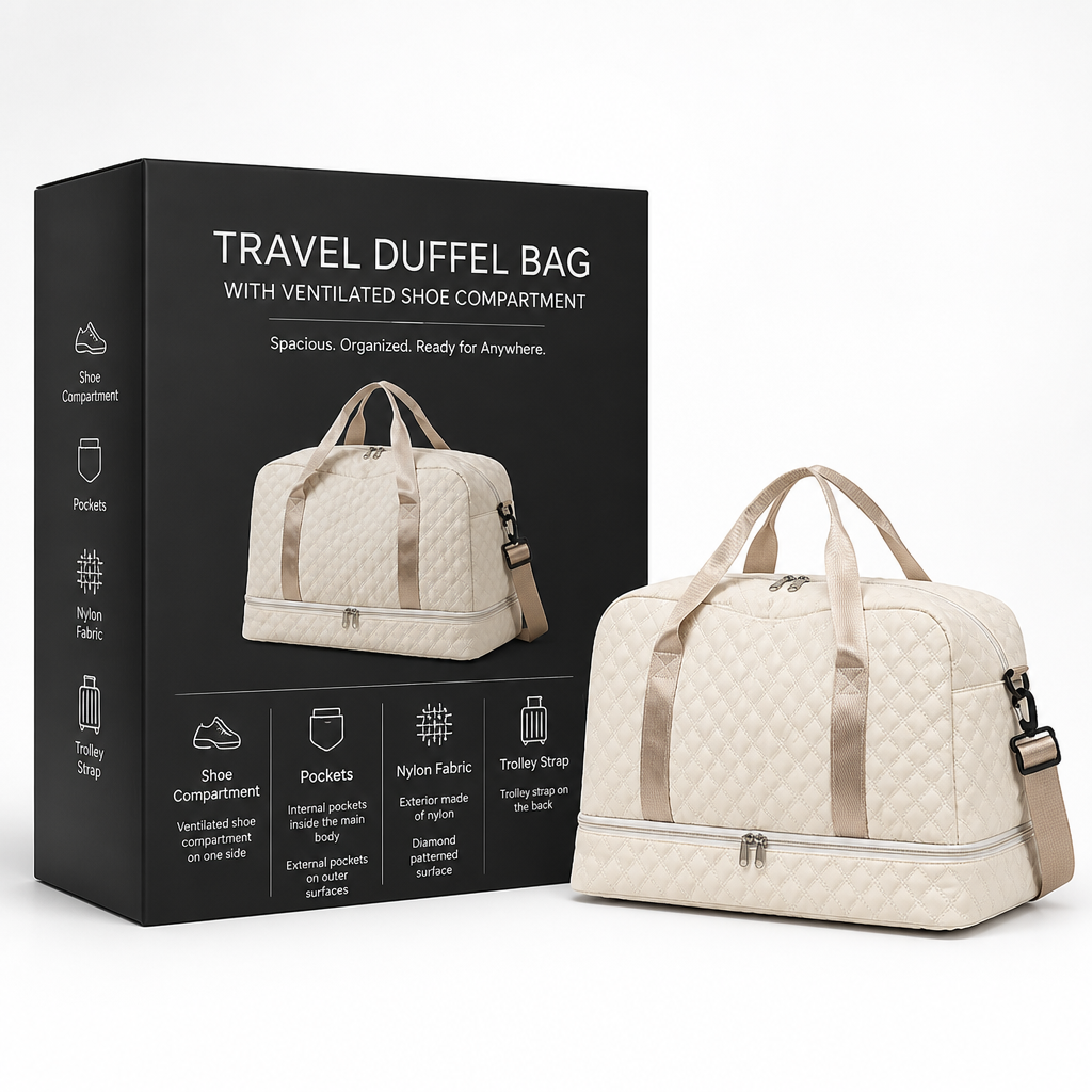 Travel Duffel Bag with Ventilated Shoe Compartment