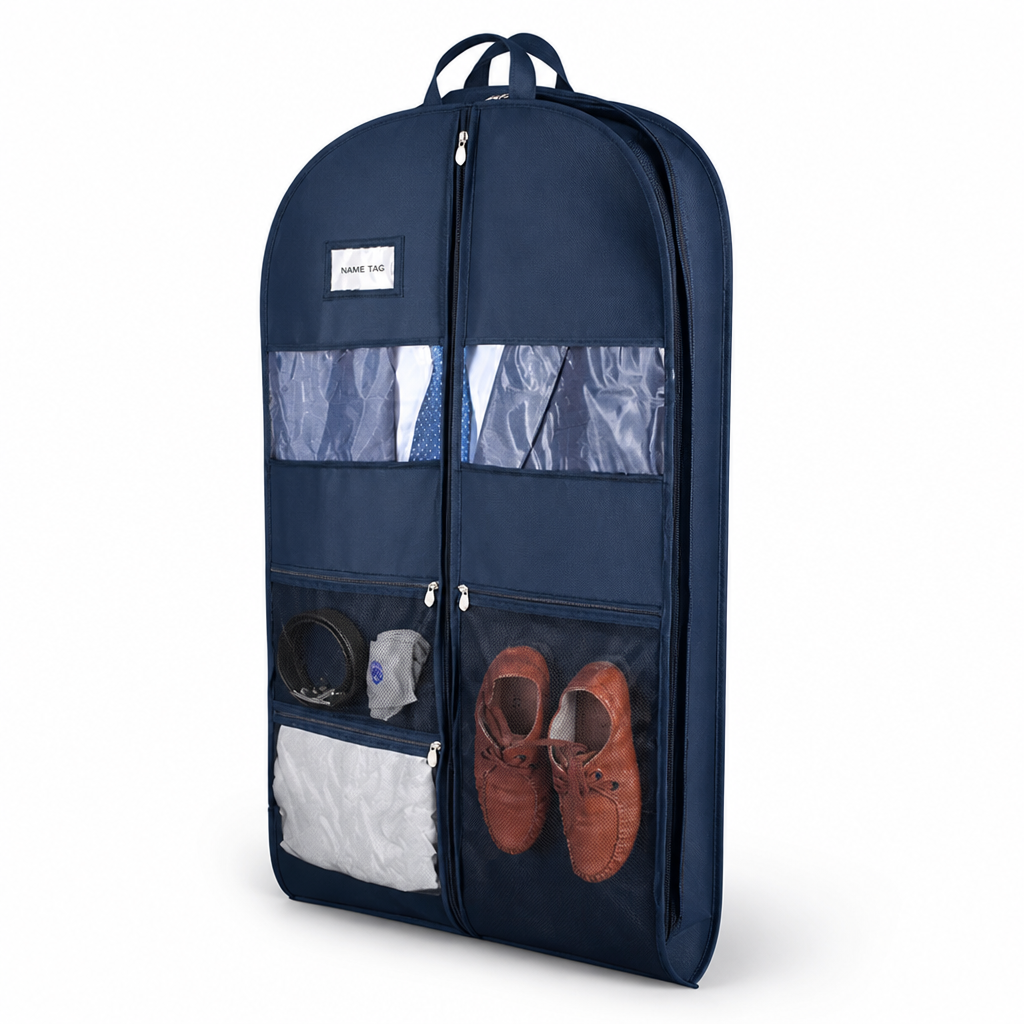 Travel Garment Bag with Double-Sided Zipper