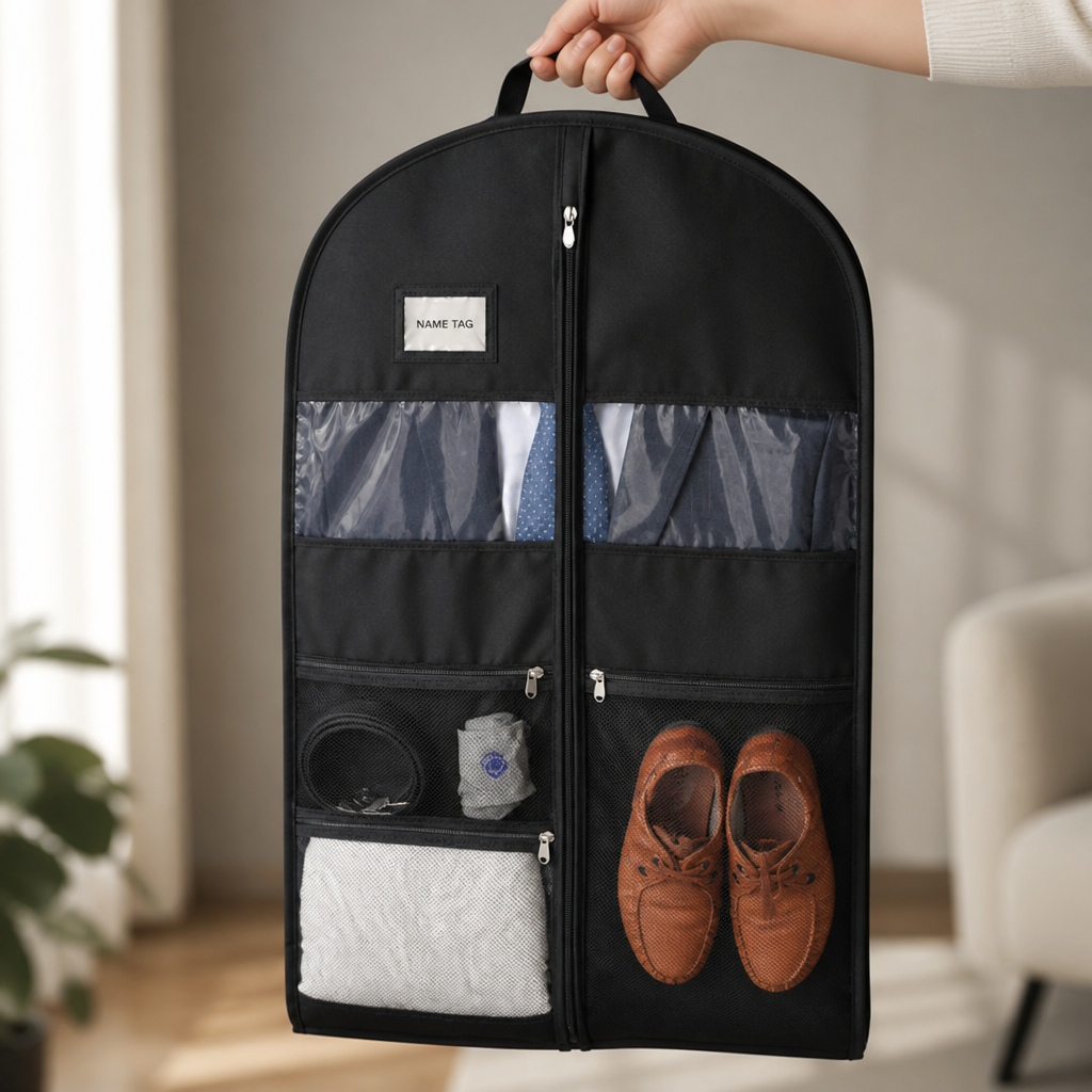 Travel Garment Bag with Double-Sided Zipper