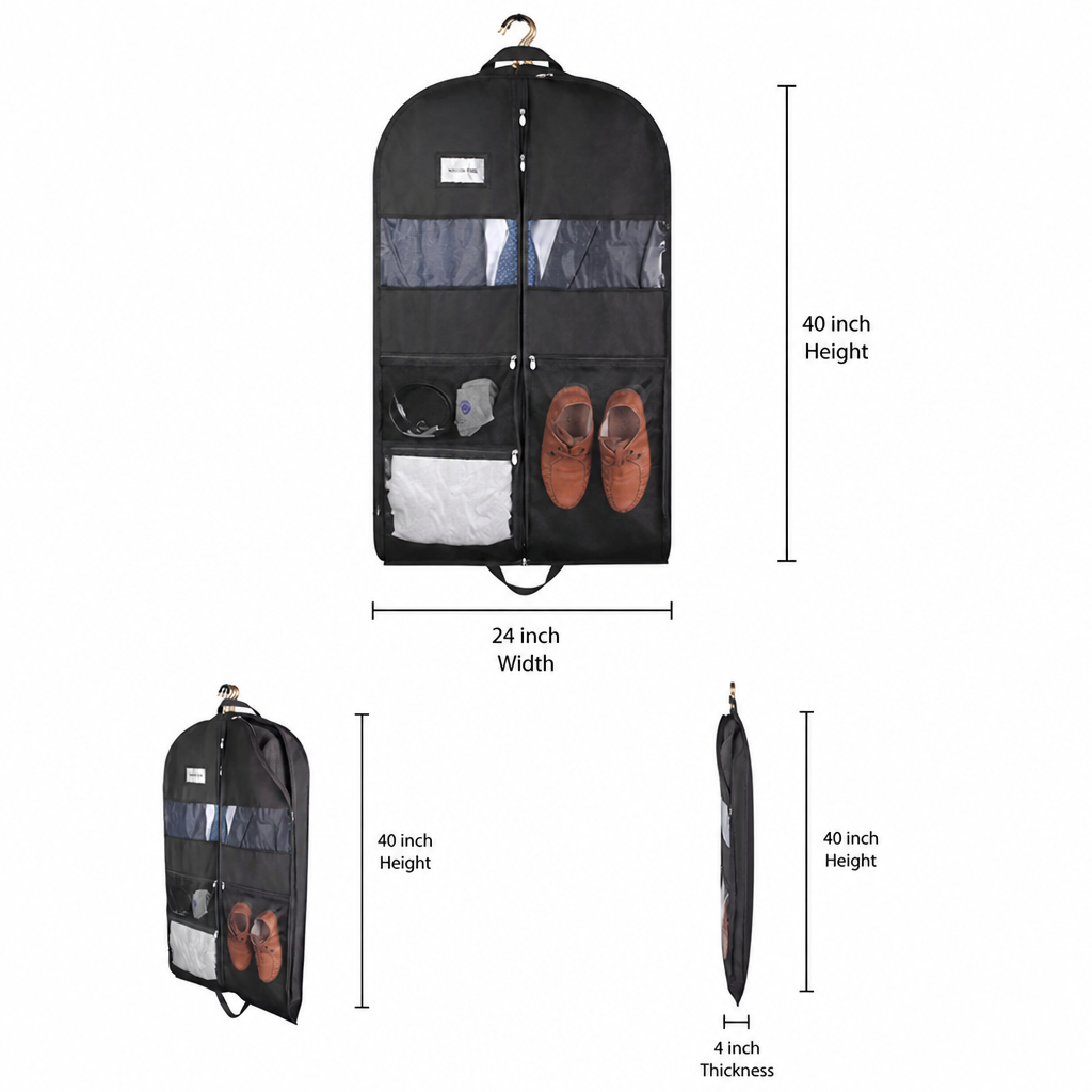 Travel Garment Bag with Double-Sided Zipper