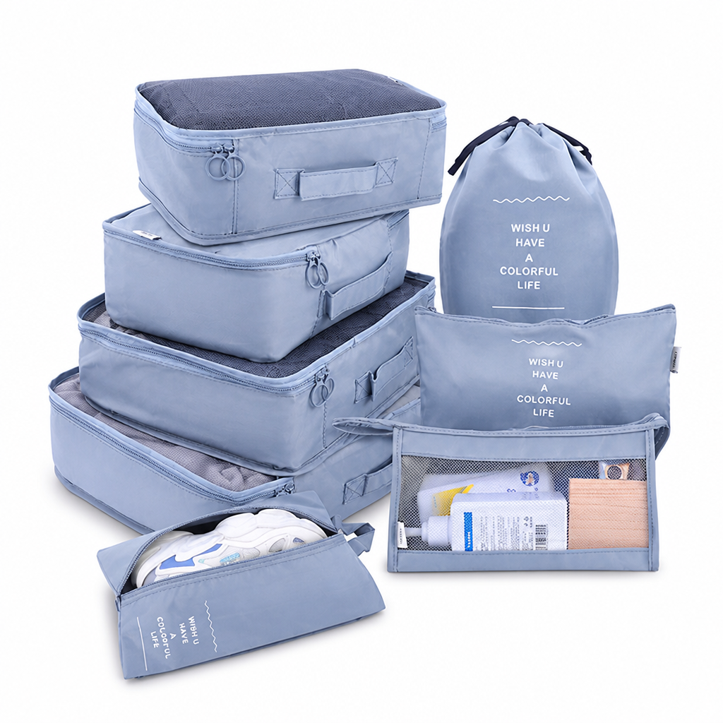 Travel Organizer Set with Mesh Packing Bags