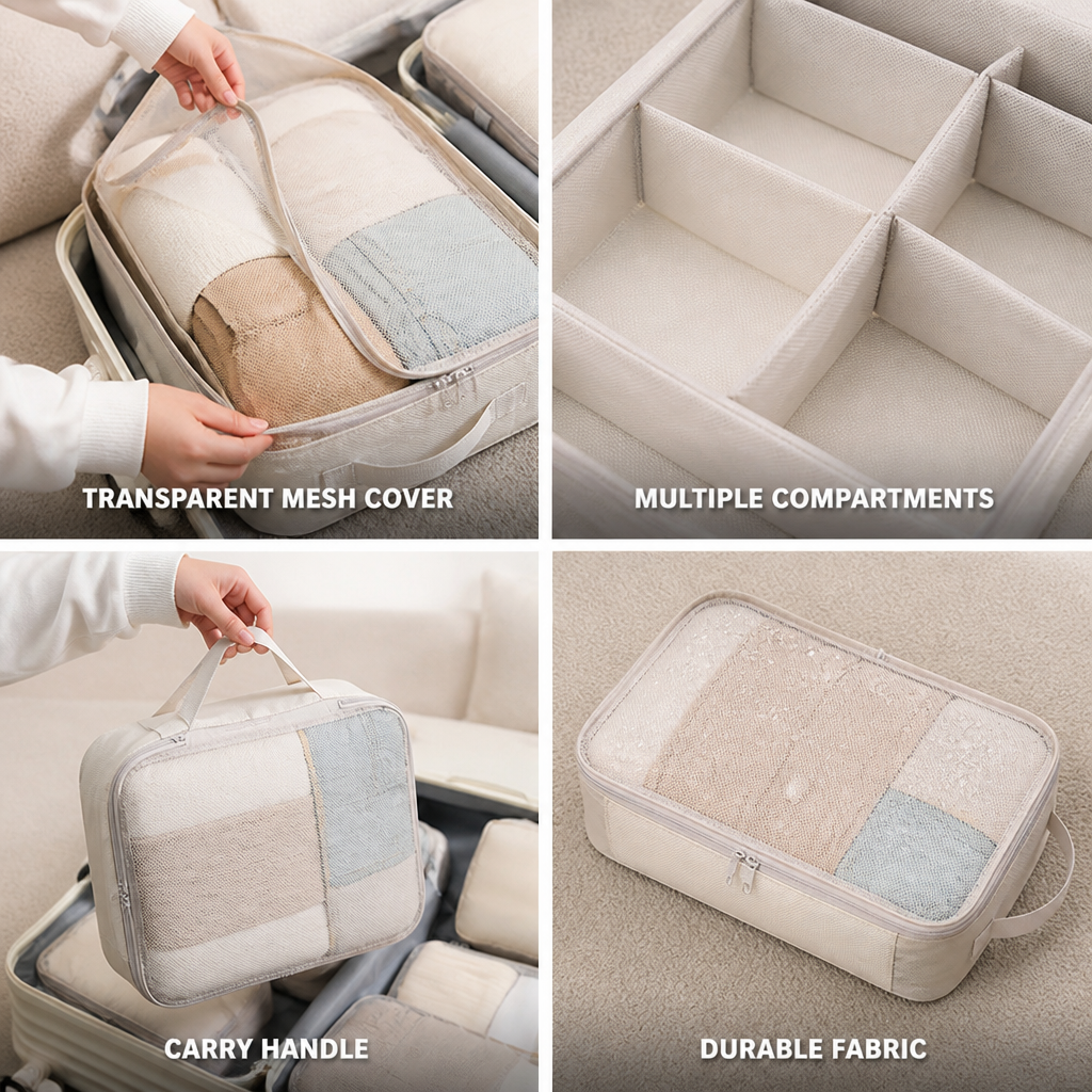 Travel Organizer with Transparent Mesh Cover