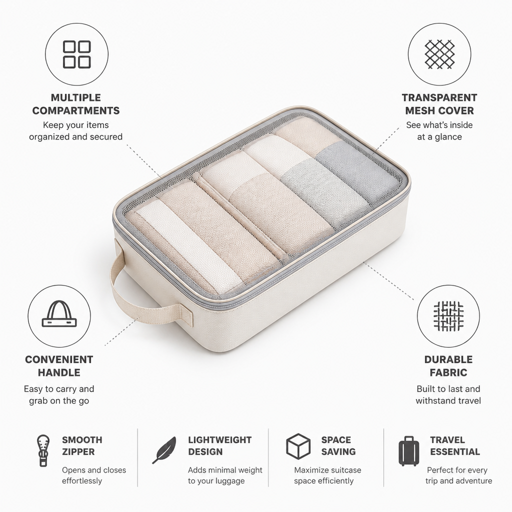 Travel Organizer with Transparent Mesh Cover