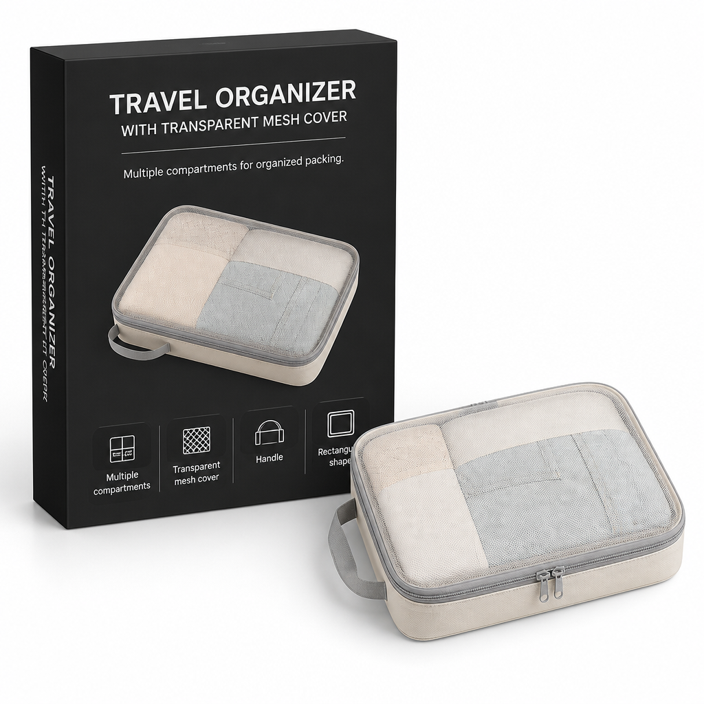 Travel Organizer with Transparent Mesh Cover