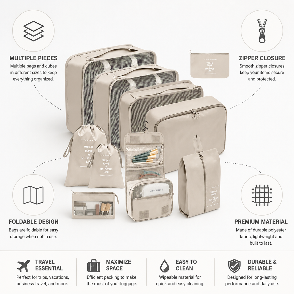 Travel Organizer with Zipper Closure