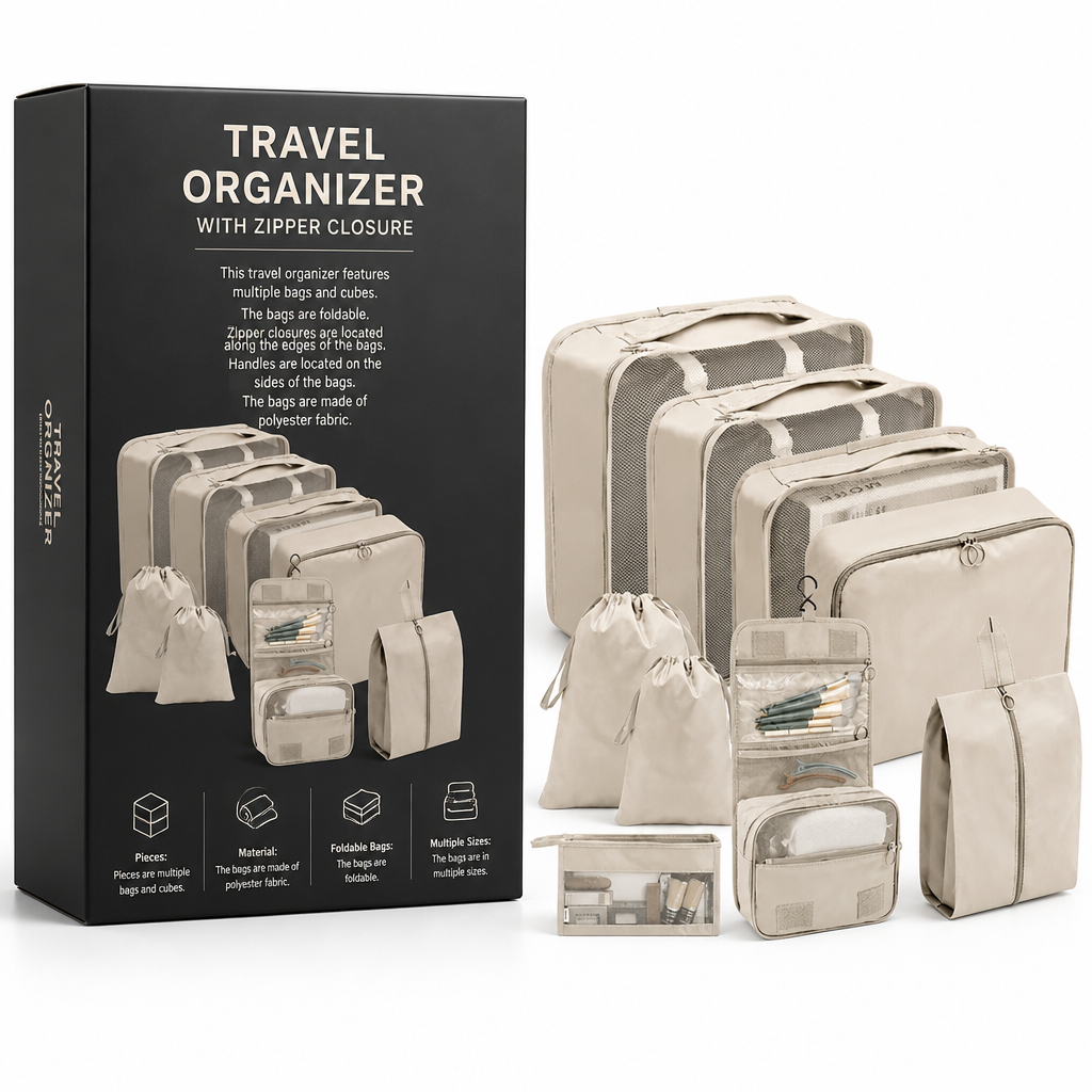 Travel Organizer with Zipper Closure