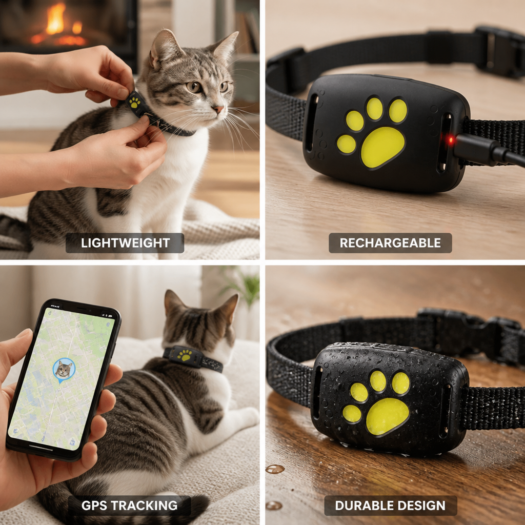 GPS Locator for Cats with Rechargeable Battery