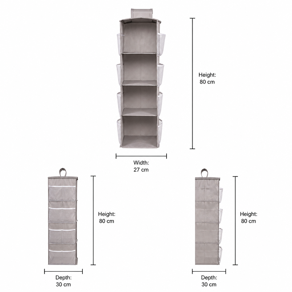 Hanging Closet Organizer with Rail Attachment