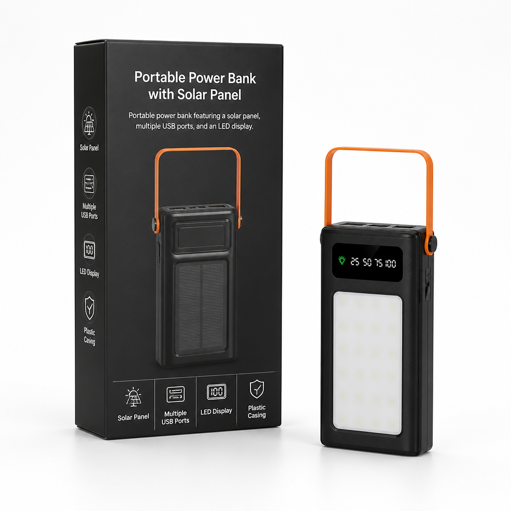 Portable Power Bank with Solar Charging