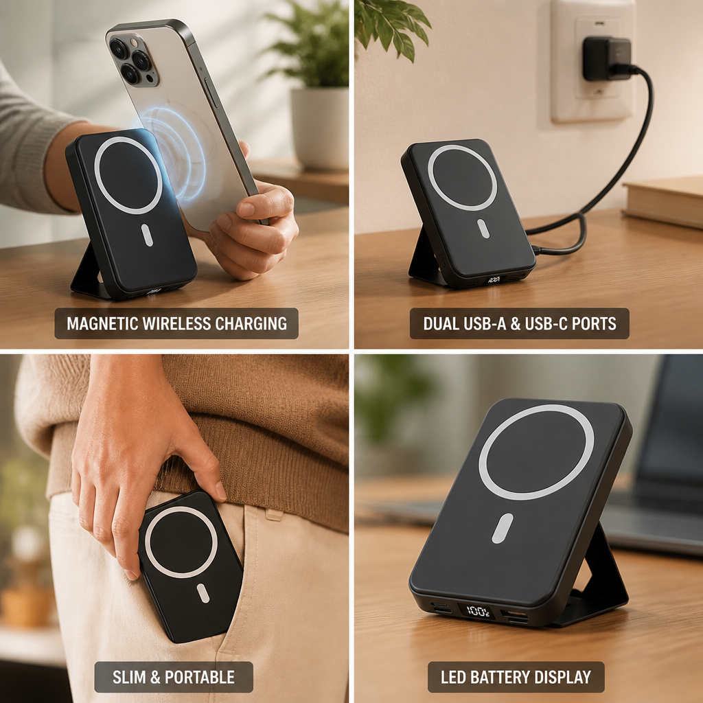 Portable Power Bank with Wireless Charging