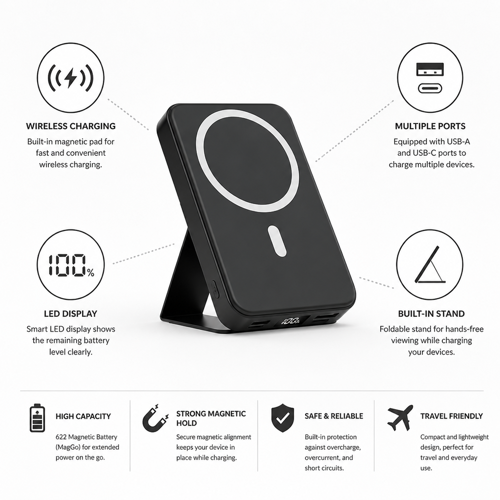 Portable Power Bank with Wireless Charging