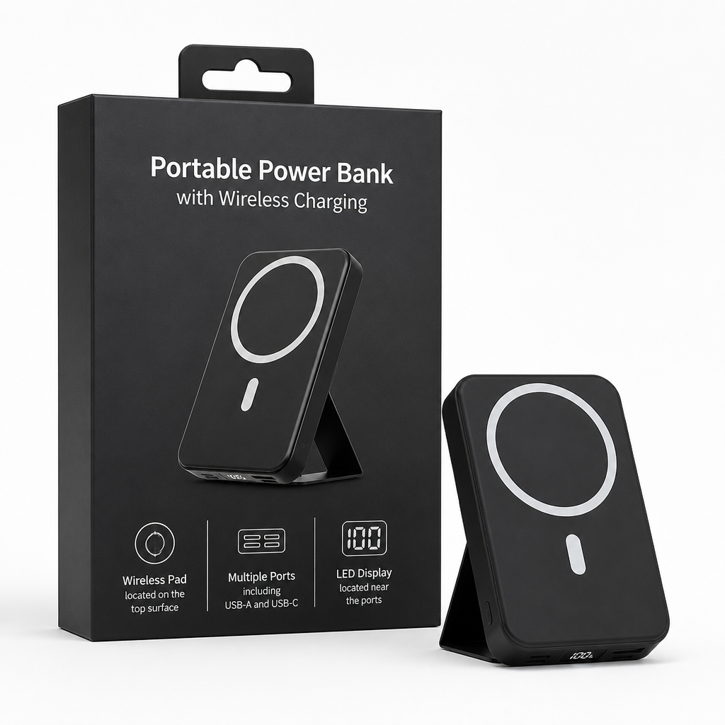 Portable Power Bank with Wireless Charging