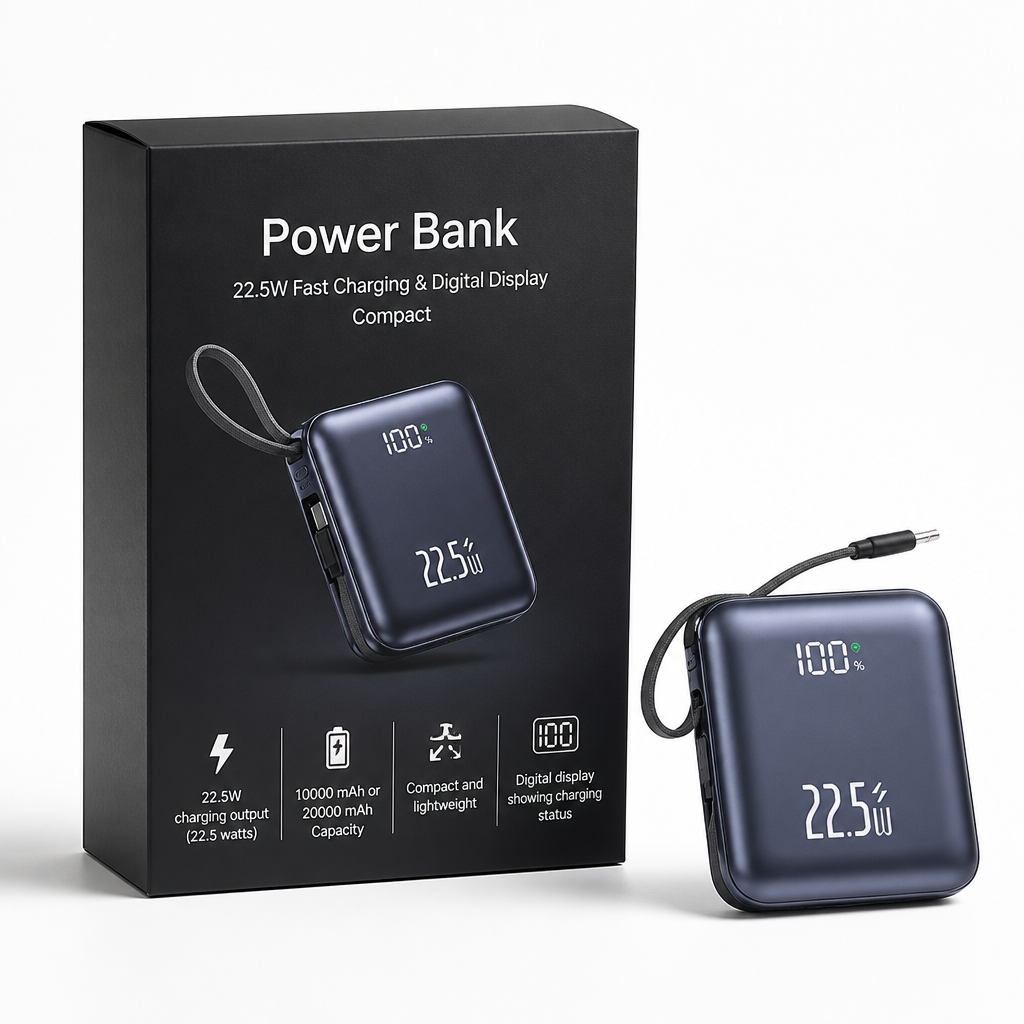 Power Bank | 22.5W Fast Charging & Digital Display | Compact