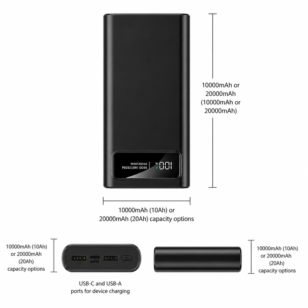 Power Bank | Fast Charging & Digital Battery Display | USB-C & USB-A Ports