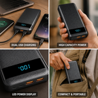 Power Bank | High Capacity Dual USB & LED Display | Compact Travel Size