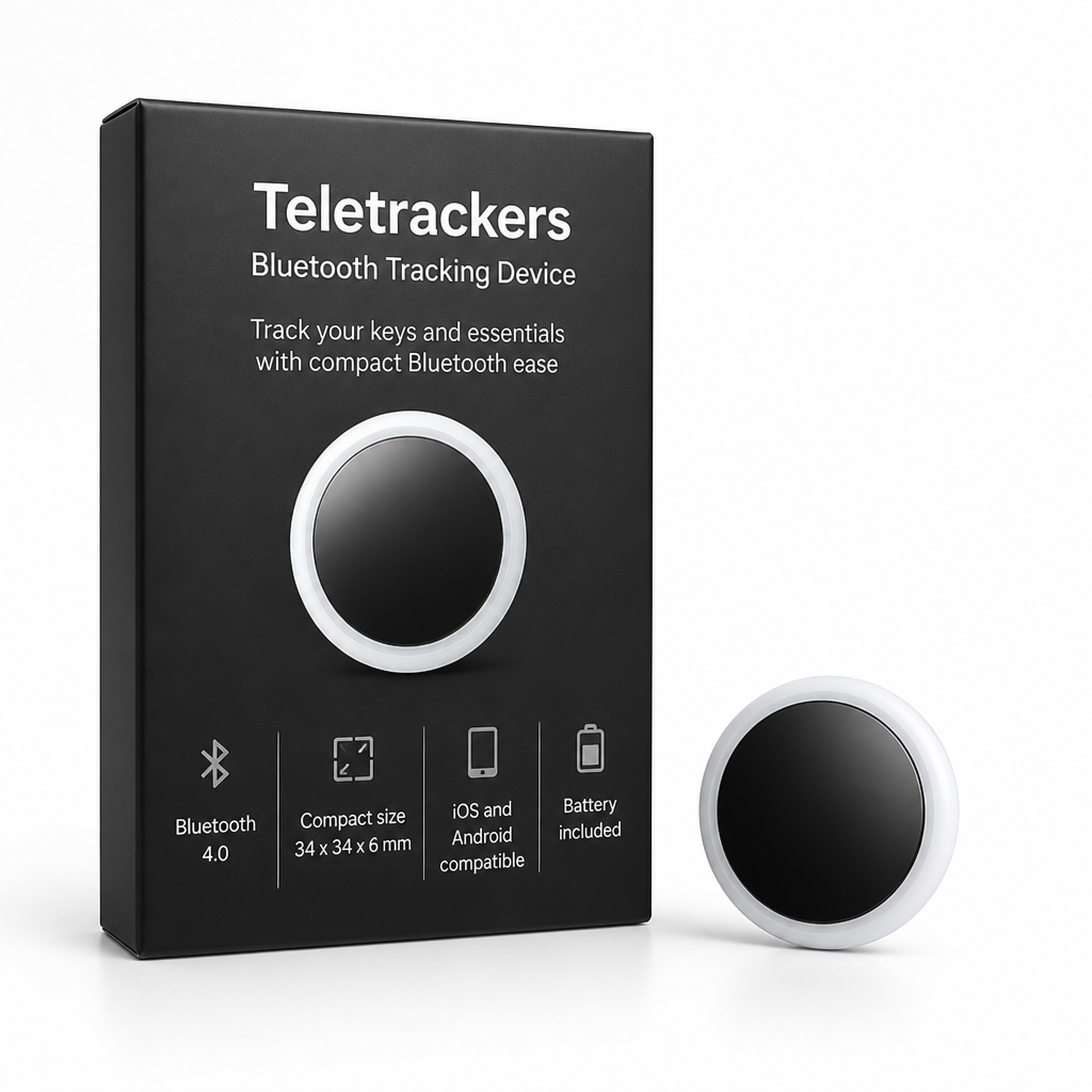 Teletrackers Bluetooth Tracking Device | Compact 34 x 34 x 6 mm & Battery Included