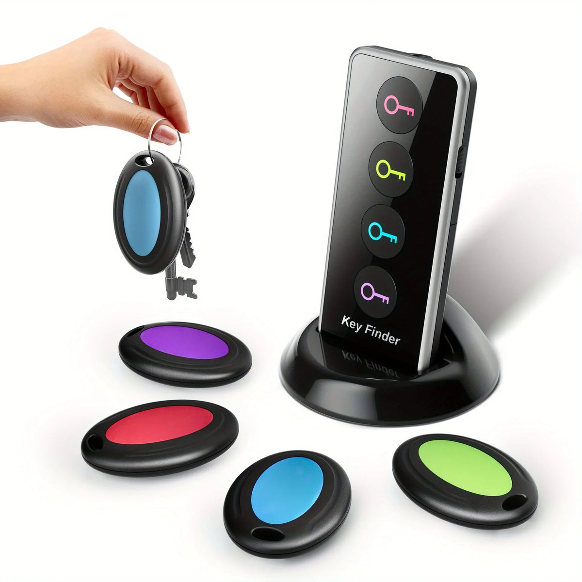 Teletrackers Bluetooth Tracking Device | Key Finder with LED Flash & 30 m Range | 4-Pack