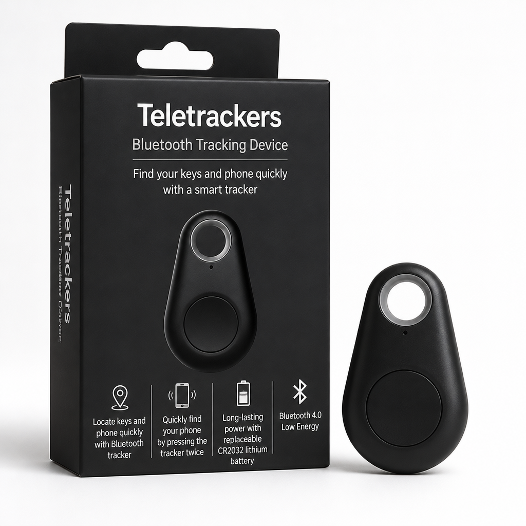 Teletrackers Bluetooth Tracking Device | Key Finder with Ring Alarm | 3-6 Month Battery