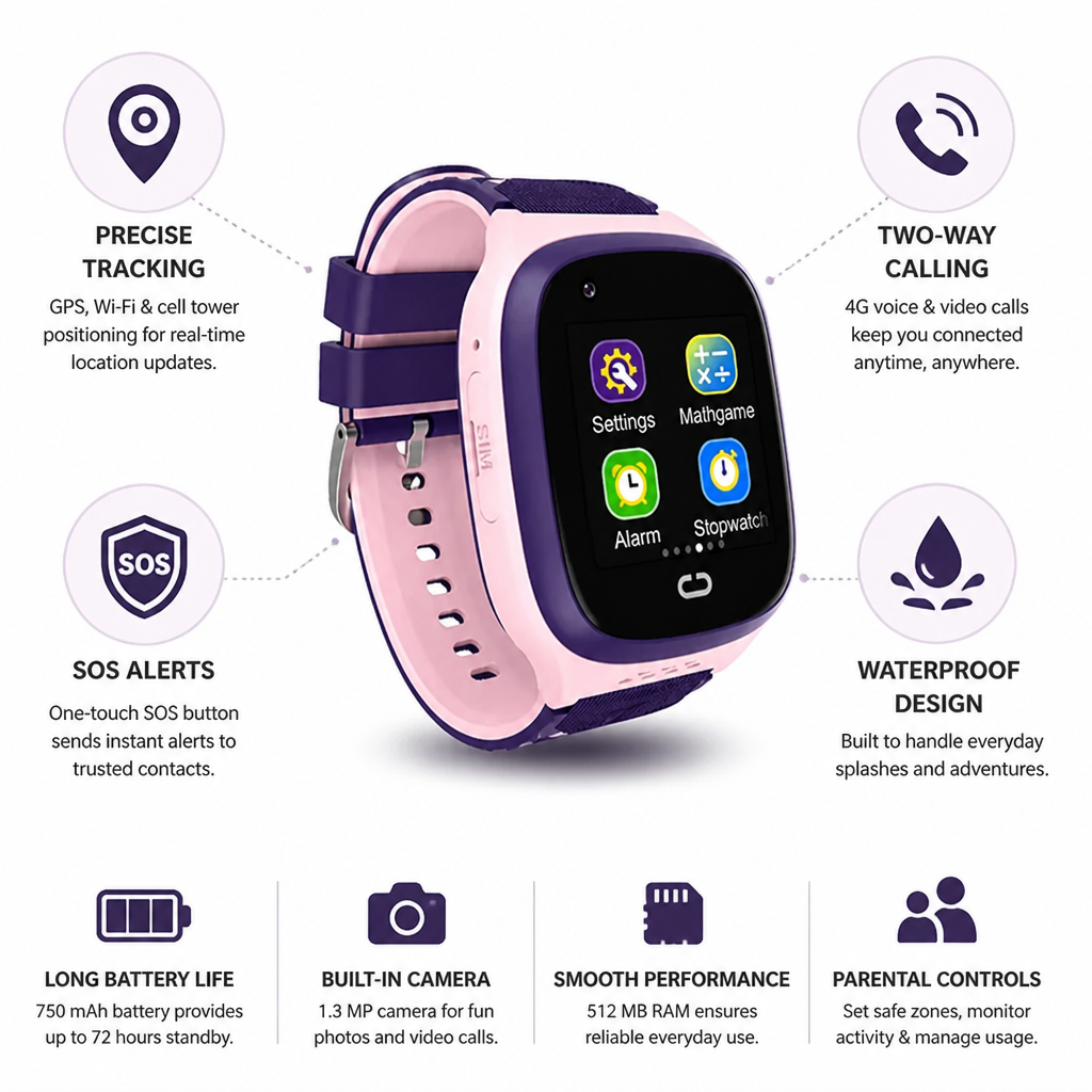 Teletrackers GPS Tracker for Kids Smartwatch | SOS Alerts & Two-Way Calling