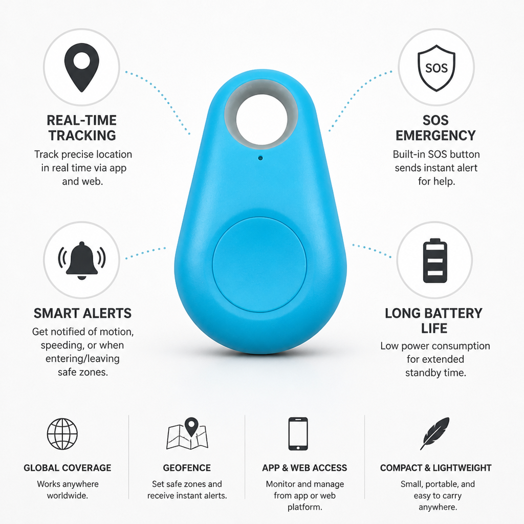 Teletrackers Mini GPS Tracker | Real-Time Location Tracking & Geofence Alerts