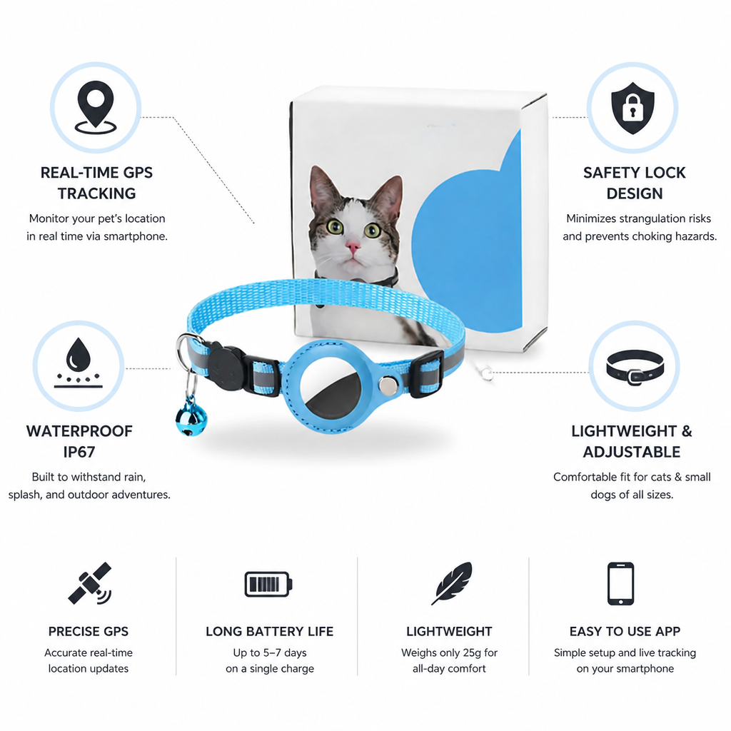 Teletrackers Pet GPS Tracker for Dogs & Cats | Real-Time & Waterproof IP67 | No Monthly Fee