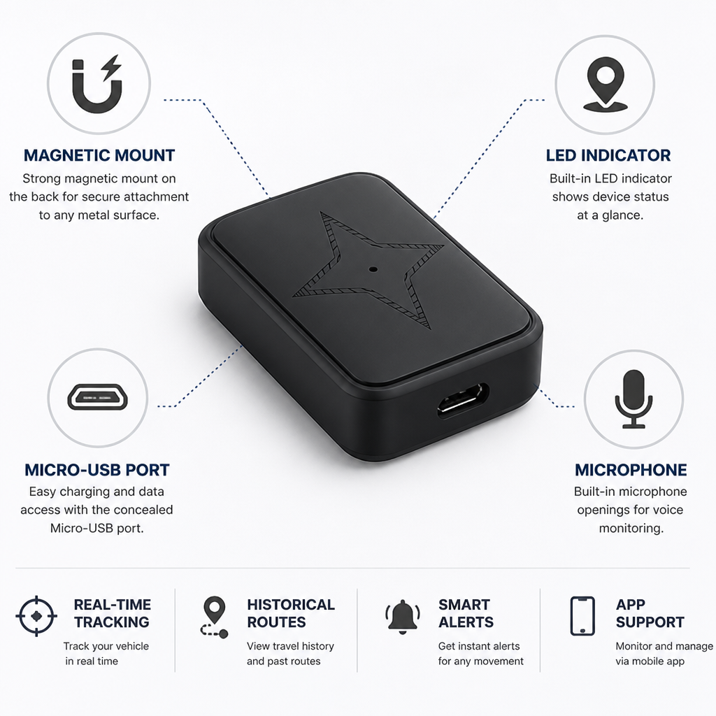 Vehicle GPS Tracker with Magnetic Mount